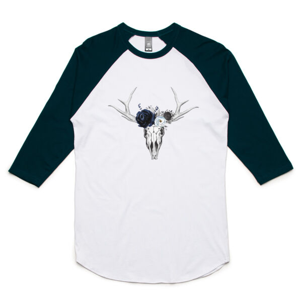 Sons of Serif Skull Design - Unisex Raglan Tee Thumbnail