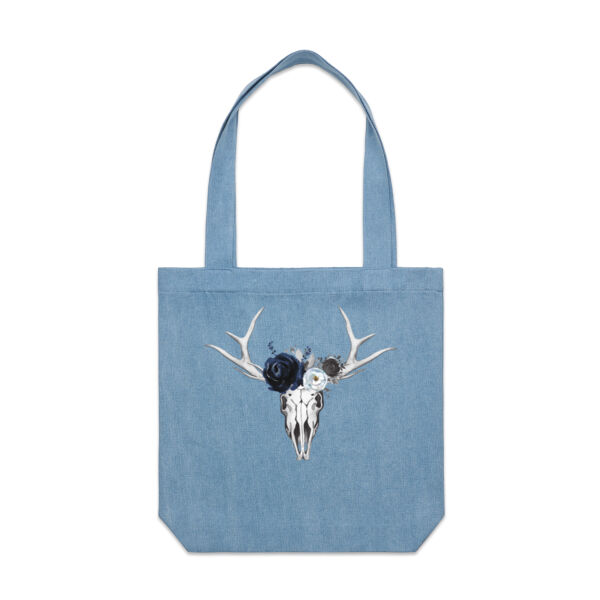 Sons of Serif Skull Design - Denim Carrie Tote Thumbnail